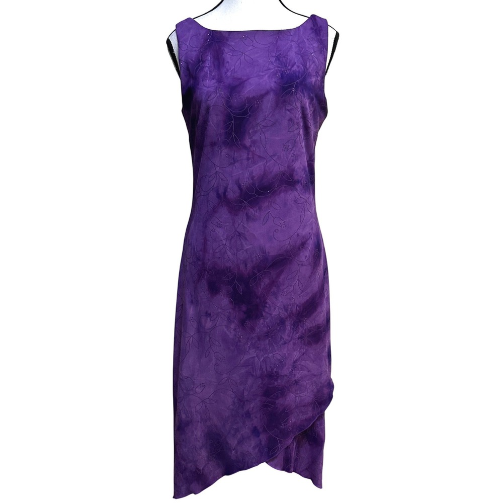 Byer Too Vintage 90s Y2K Purple Asymmetric Midi Dress L Whimsigoth Fairy Glitter
